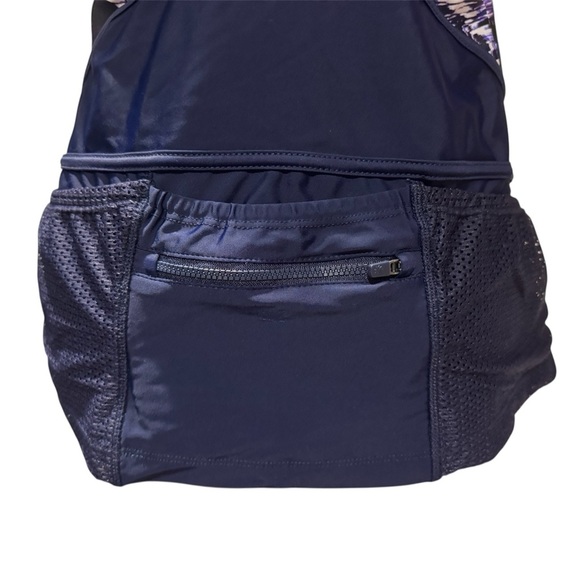 ATHLETA Colorblock Tri-Essentials Tankini Swim Running Top navy Blue Size Large - Picture 7 of 13